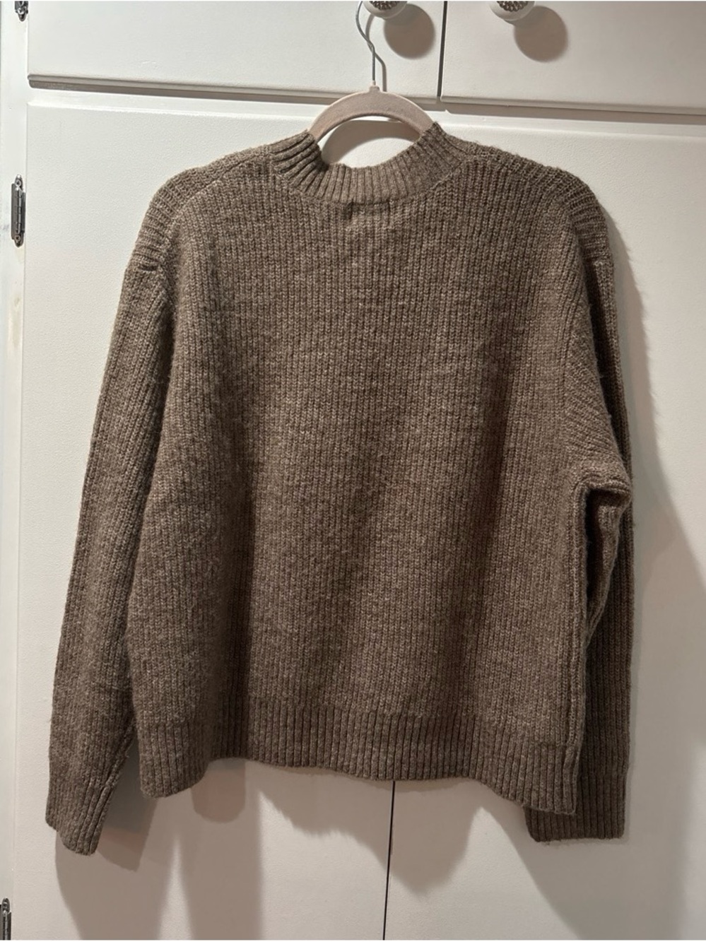 H&M Ribbed Knit Wool Blend Sweater in Warm Taupe M - Picture 4 of 7